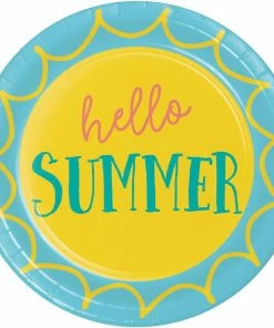 Creative Converting Summer Sayings Dessert Plate, Hello Summer (8/Pkg)