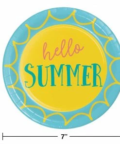 Creative Converting Summer Sayings Dessert Plate, Hello Summer (8/Pkg)