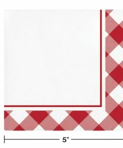 Creative Converting Summer, BBQ And Picnic Themed Decorations Classic Gingham Beverage Napkin (16/Pkg)