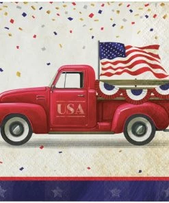 Creative Converting Patriotic Parade Beverage Napkins, 16 Ct