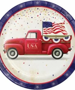 Creative Converting Patriotic Parade Paper Plates, 8 Ct Patriotic And 4th Of July Party Decorations