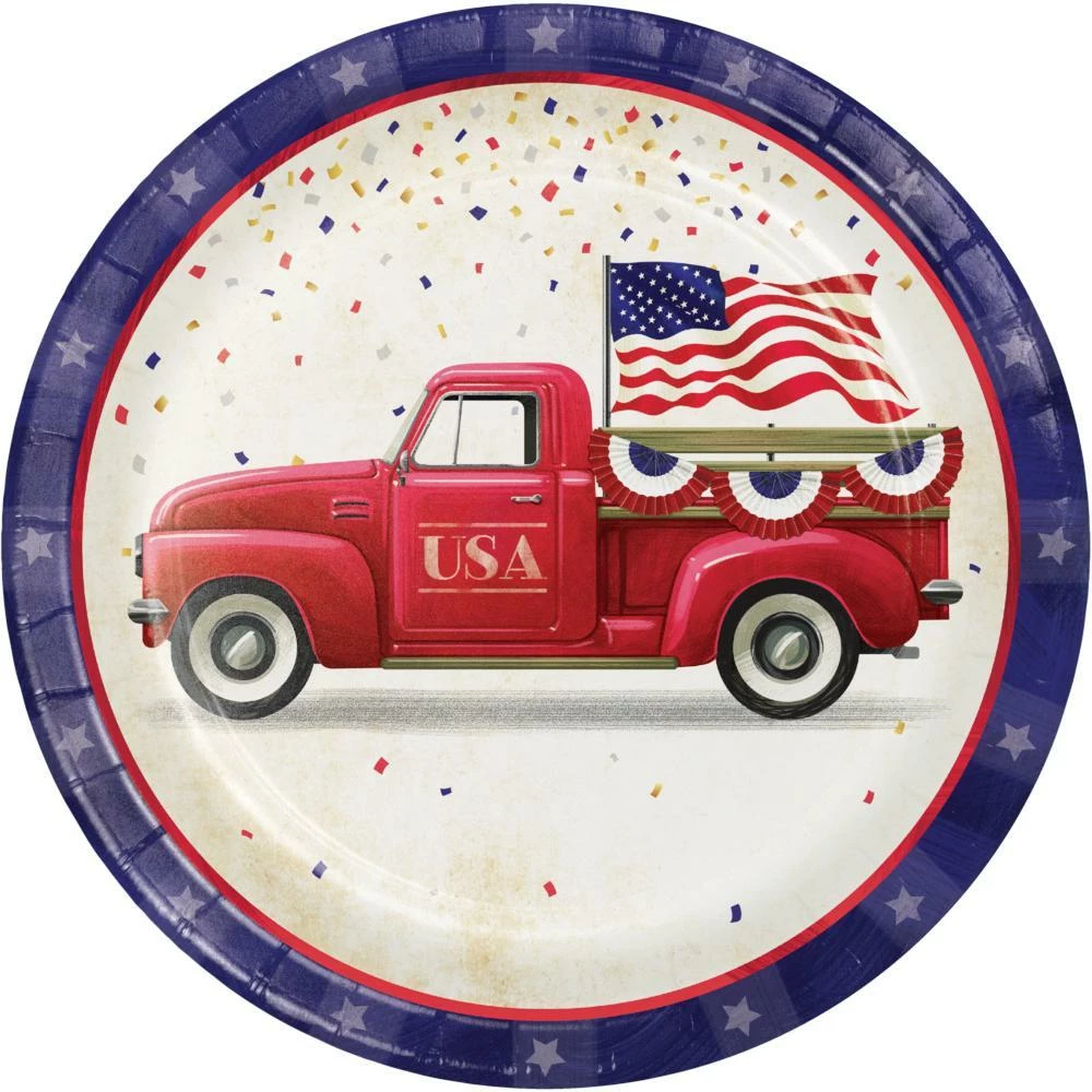 Creative Converting Patriotic Parade Paper Plates, 8 Ct Patriotic And 4th Of July Party Decorations