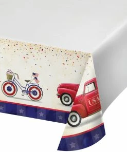 Creative Converting Patriotic And 4th Of July Party Decorations Patriotic Parade Paper Tablecover Border Print, 54" X 102" (1/Pkg)