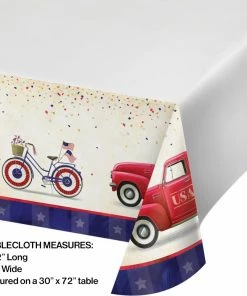 Creative Converting Patriotic And 4th Of July Party Decorations Patriotic Parade Paper Tablecover Border Print, 54