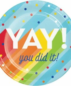 Creative Converting Graduation Party Supplies Rainbow Grad Dessert Plate (8/Pkg)