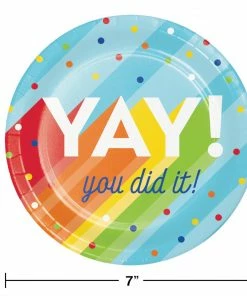 Creative Converting Graduation Party Supplies Rainbow Grad Dessert Plate (8/Pkg)