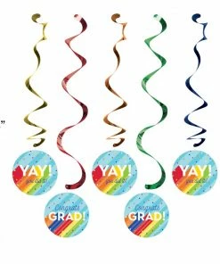 Creative Converting Rainbow Grad Dizzy Danglers (5/Pkg) Graduation Party Supplies