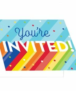 Creative Converting Graduation Party Supplies Rainbow Grad Invitation, Foldover (8/Pkg)