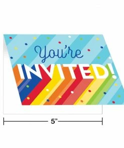 Creative Converting Graduation Party Supplies Rainbow Grad Invitation, Foldover (8/Pkg)
