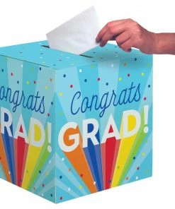 Creative Converting Rainbow Grad 12" X 12" Card Box (1/Pkg) Graduation Party Supplies