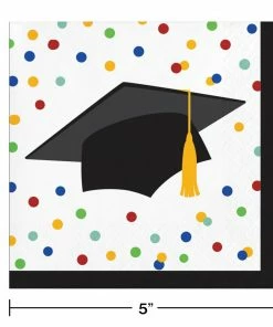 Creative Converting Colorful Grad Beverage Napkin (16/Pkg) Graduation Party Supplies