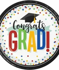 Creative Converting Colorful Grad Dinner Plate (8/Pkg)