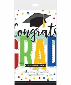 Creative Converting Colorful Grad Paper Tablecover Border Print, 54" X 102" (1/Pkg)