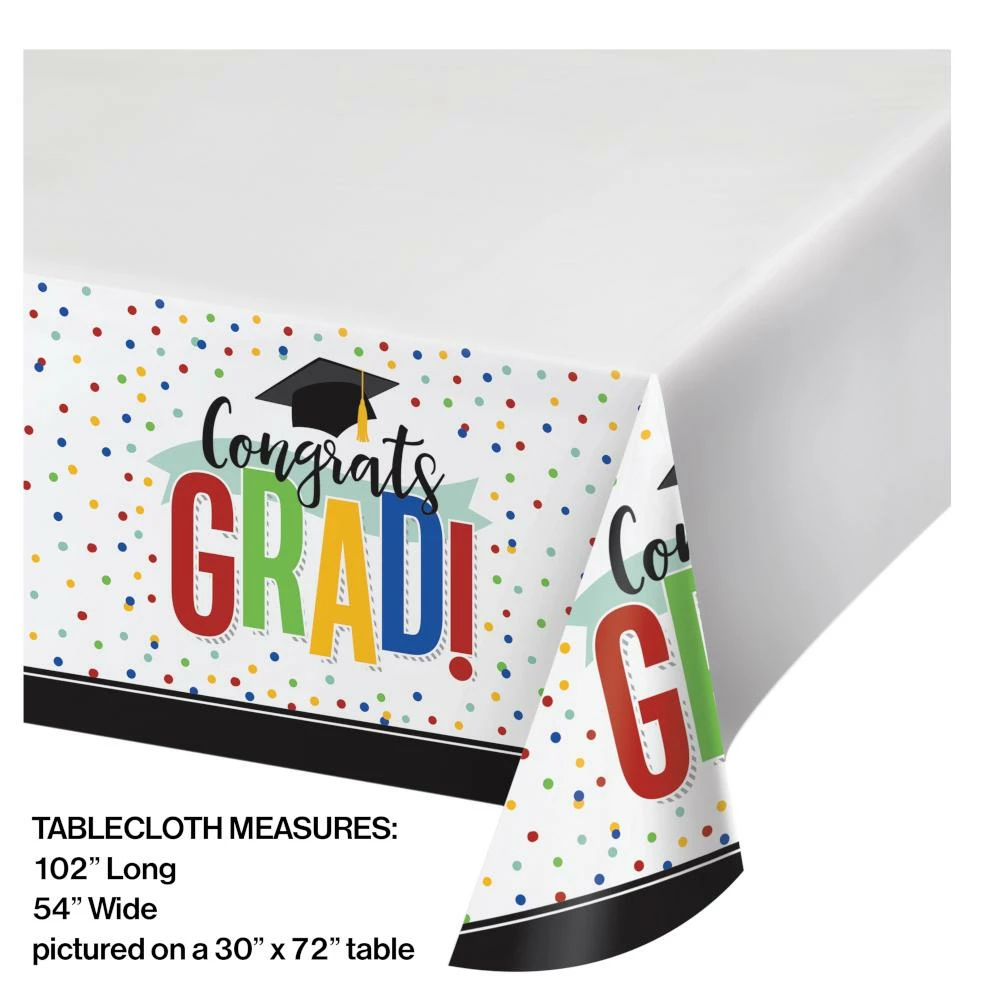 Creative Converting Colorful Grad Paper Tablecover Border Print, 54" X 102" (1/Pkg)