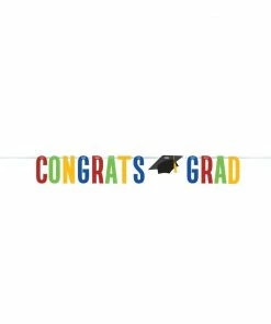 Creative Converting Colorful Grad Shaped Banner With Twine (1/Pkg) Graduation Party Supplies