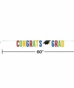 Creative Converting Colorful Grad Shaped Banner With Twine (1/Pkg) Graduation Party Supplies