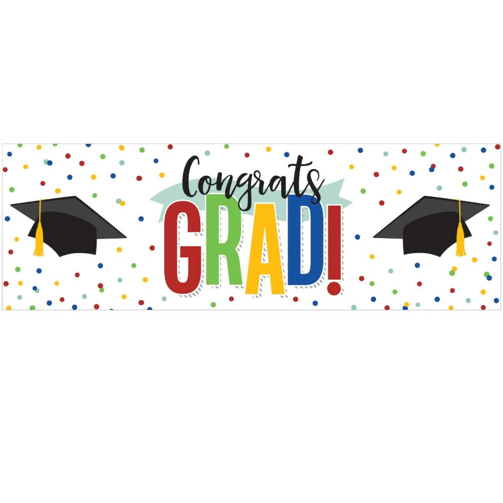 Creative Converting Colorful Grad Giant Party Banner (1/Pkg) Graduation Party Supplies