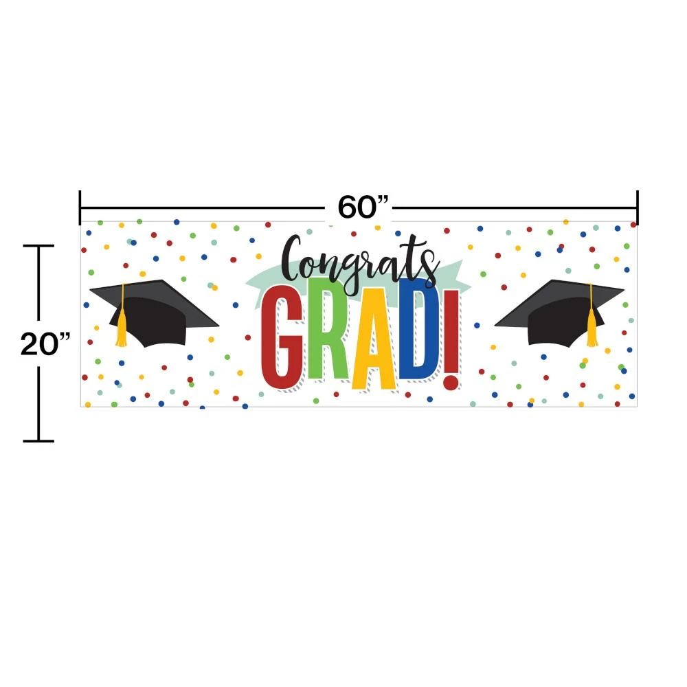 Creative Converting Colorful Grad Giant Party Banner (1/Pkg) Graduation Party Supplies
