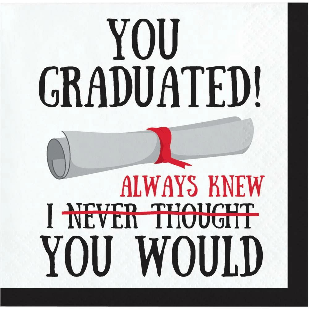 Creative Converting Graduation Fun Beverage Napkin, You Graduated (16/Pkg) Graduation Party Supplies