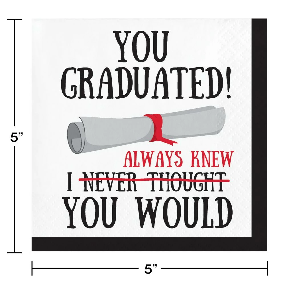 Creative Converting Graduation Fun Beverage Napkin, You Graduated (16/Pkg) Graduation Party Supplies