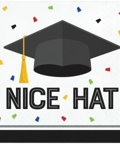 Creative Converting Graduation Fun Beverage Napkin, Nice Hat (16/Pkg) Graduation Party Supplies