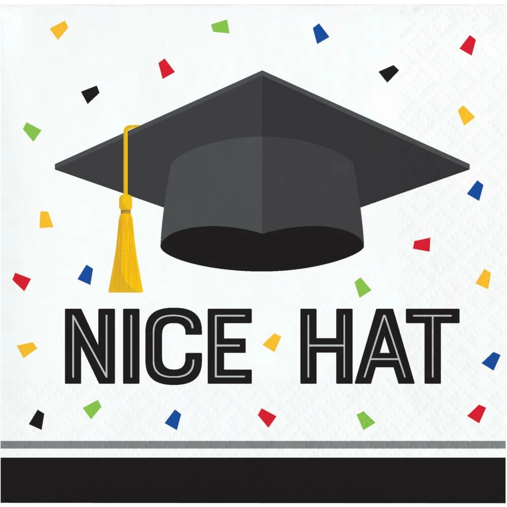 Creative Converting Graduation Fun Beverage Napkin, Nice Hat (16/Pkg) Graduation Party Supplies