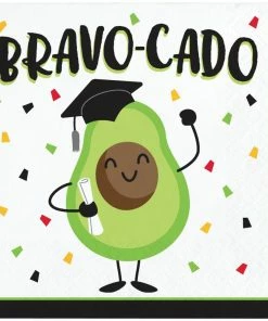 Creative Converting Graduation Fun Beverage Napkin, Bravocado (16/Pkg)