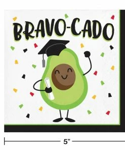 Creative Converting Graduation Fun Beverage Napkin, Bravocado (16/Pkg)