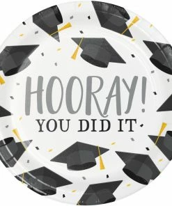 Creative Converting Graduation Fun Dessert Plate, Hooray (8/Pkg) Graduation Party Supplies