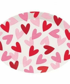 Creative Converting Oval Plastic Tray, Valentine Hearts (1/Pkg) Valentine's Day Party Decorations