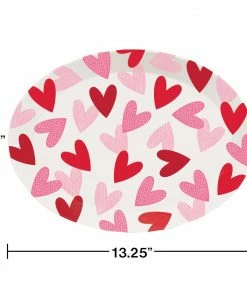 Creative Converting Oval Plastic Tray, Valentine Hearts (1/Pkg) Valentine's Day Party Decorations