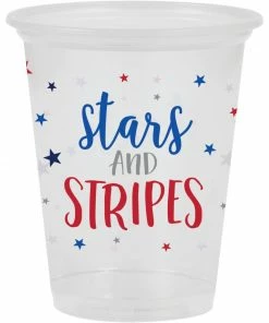 Creative Converting 16Oz Plastic Cup, Clear, Stars And Stripes (8/Pkg) Patriotic And 4th Of July Party Decorations