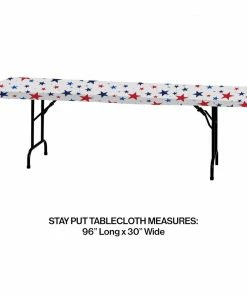 Creative Converting Patriotic And 4th Of July Party Decorations Plastic Tablecover Stay Put, 30X96, Stars (1/Pkg)