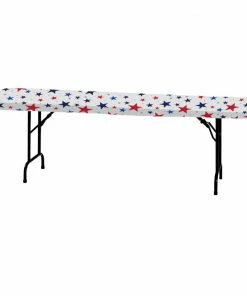 Creative Converting Patriotic Stars 29" X 72" Rectangular Stay Put Plastic Table Cover Patriotic And 4th Of July Party Decorations