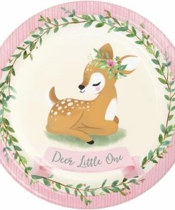 Creative Converting Deer Little One First Birthday Paper Plates, 8 Ct
