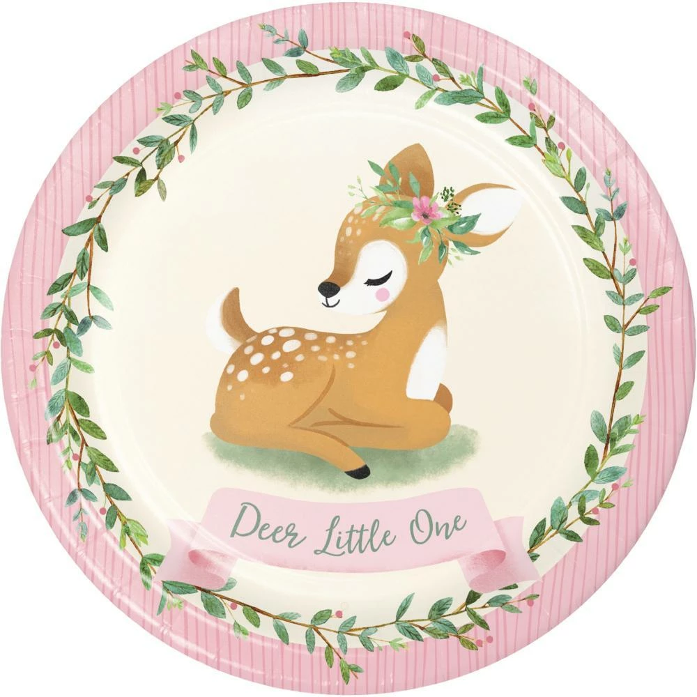 Creative Converting Deer Little One First Birthday Paper Plates, 8 Ct