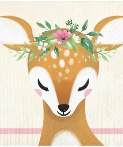 Creative Converting Kids Birthday Party Themes Deer Little One Beverage Napkin (16/Pkg)