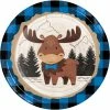 Creative Converting Moose Blue Buffalo Plaid Dinner Plate (8/Pkg) Themed Tableware