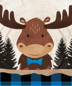 Creative Converting Moose Blue Buffalo Plaid Luncheon Napkin (16/Pkg) Themed Tableware