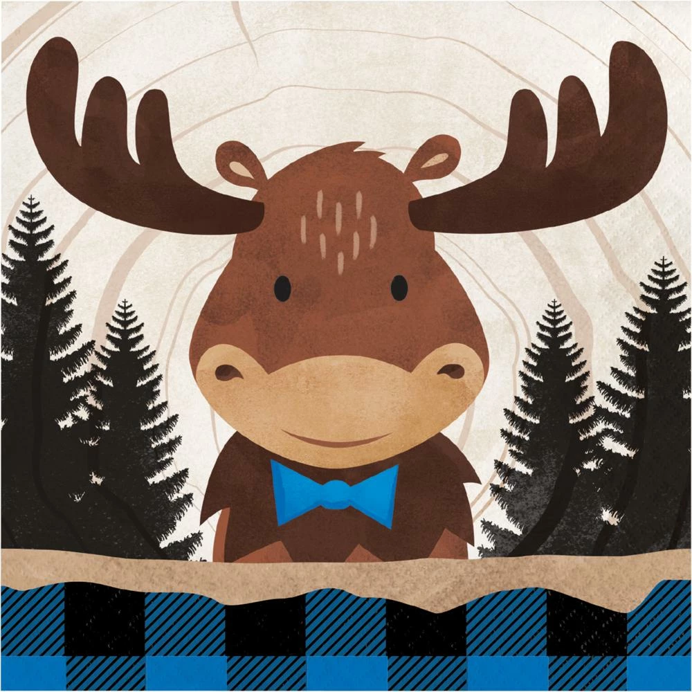 Creative Converting Moose Blue Buffalo Plaid Luncheon Napkin (16/Pkg) Themed Tableware