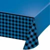Creative Converting Blue Black Buffalo Plaid Paper Tablecover All Over Print, 54" X 102" (1/Pkg)