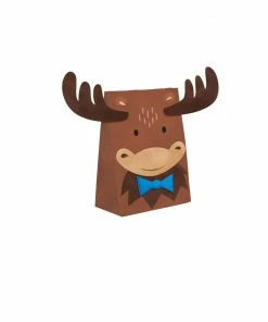 Creative Converting Moose Blue Buffalo Plaid Paper Treat Bag With Attachments (8/Pkg)