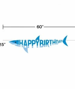 Creative Converting Shark Party Shaped Banner With Ribbon (1/Pkg) Kids Birthday Party Themes