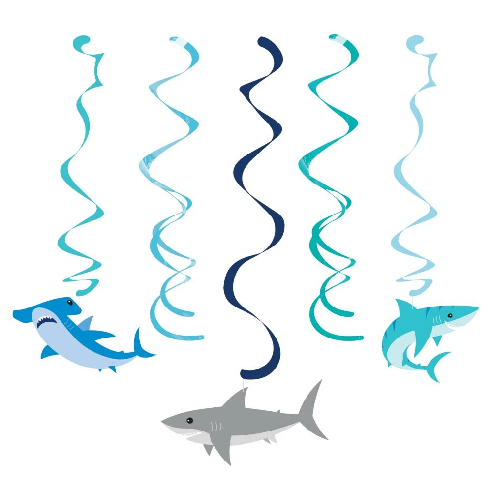 Creative Converting Kids Birthday Party Themes Shark Party Dizzy Danglers Assorted (5/Pkg)