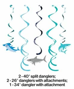 Creative Converting Kids Birthday Party Themes Shark Party Dizzy Danglers Assorted (5/Pkg)