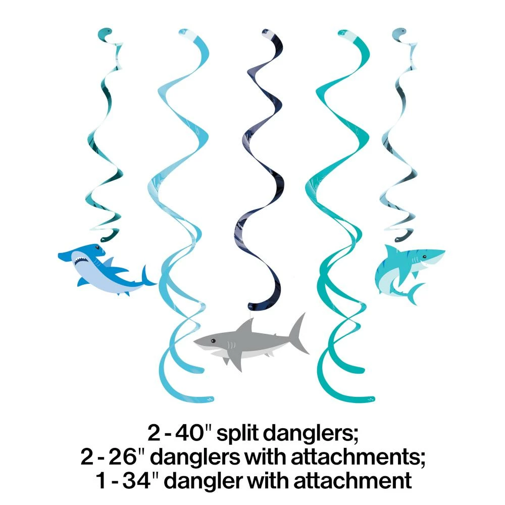 Creative Converting Kids Birthday Party Themes Shark Party Dizzy Danglers Assorted (5/Pkg)