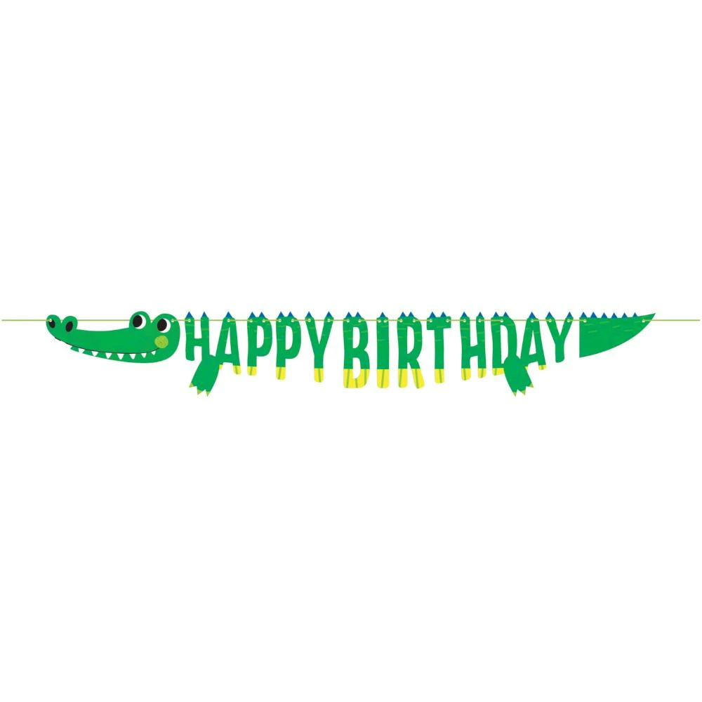 Creative Converting Kids Birthday Party Themes Alligator Party Shaped Banner With Ribbon (1/Pkg)