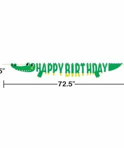 Creative Converting Kids Birthday Party Themes Alligator Party Shaped Banner With Ribbon (1/Pkg)