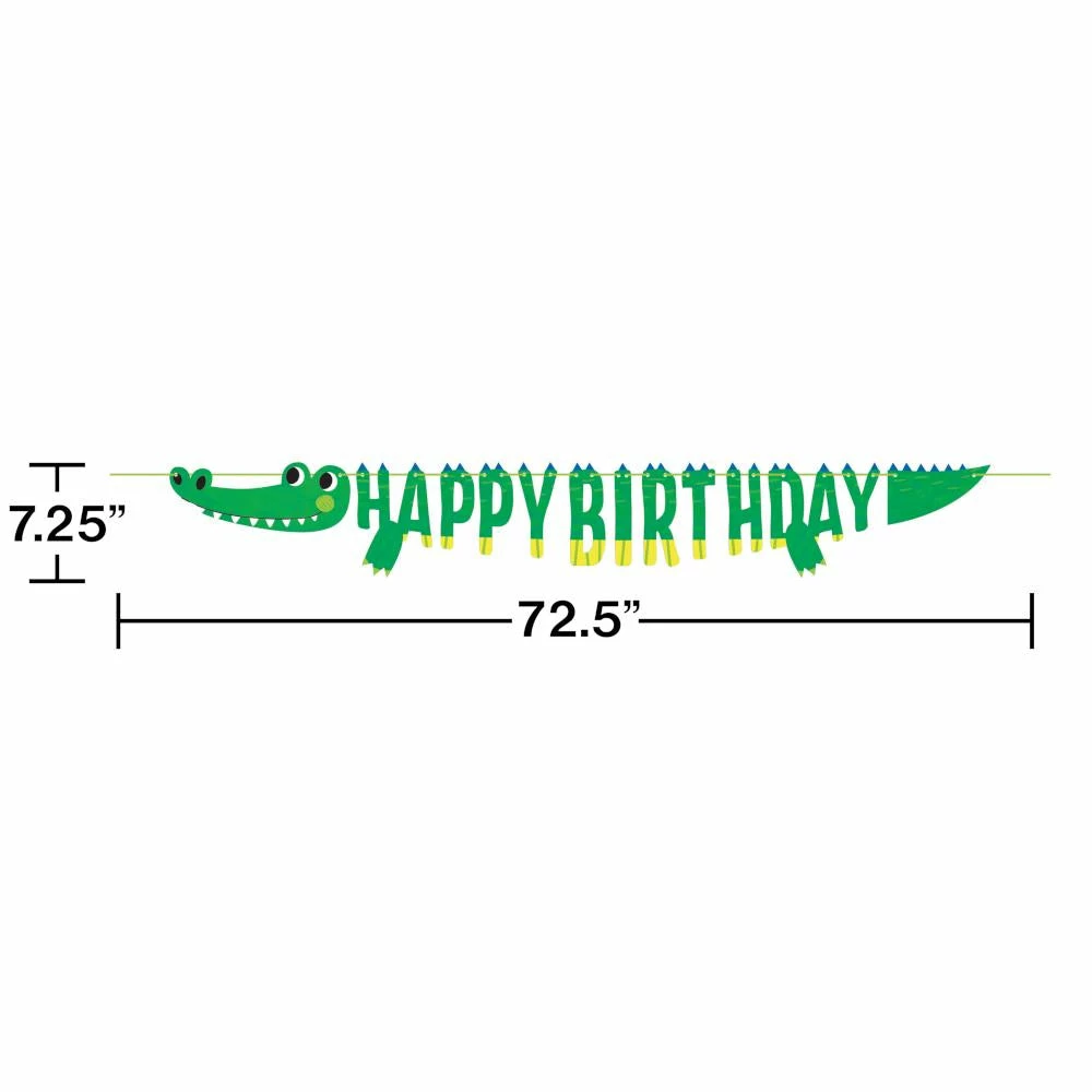 Creative Converting Kids Birthday Party Themes Alligator Party Shaped Banner With Ribbon (1/Pkg)