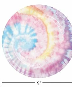 Creative Converting Tie Dye Party Dinner Plate (8/Pkg) Kids Birthday Party Themes